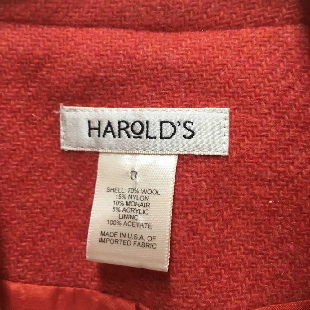 EXCELLENT CONDITION HAROLD’S WOOL BLAZER IN DEEP‎ CORAL - Picture 4 of 5